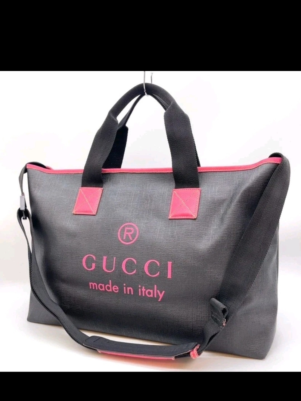 Authentic Gucci Logo PVC Leather Black And Pink 2way Tote Bag NS080217 - Picture 14 of 15